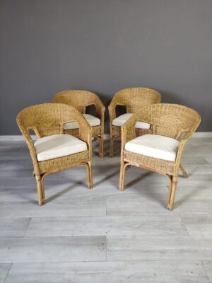 Set of 4 Rattan Armchairs